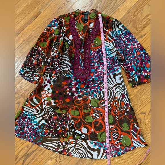 🏝🏝Bisou Bisou Multi-color Lightweight Boho Beaded Beach Pool Coverup Size S🏝 - Picture 7 of 8